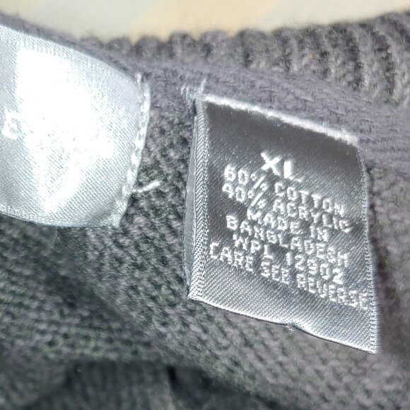 Oscar De La Renta Mock Neck 4 buttons Long Sleeves KNot Sweater Sz XL Dark Grey - Picture 3 of 4